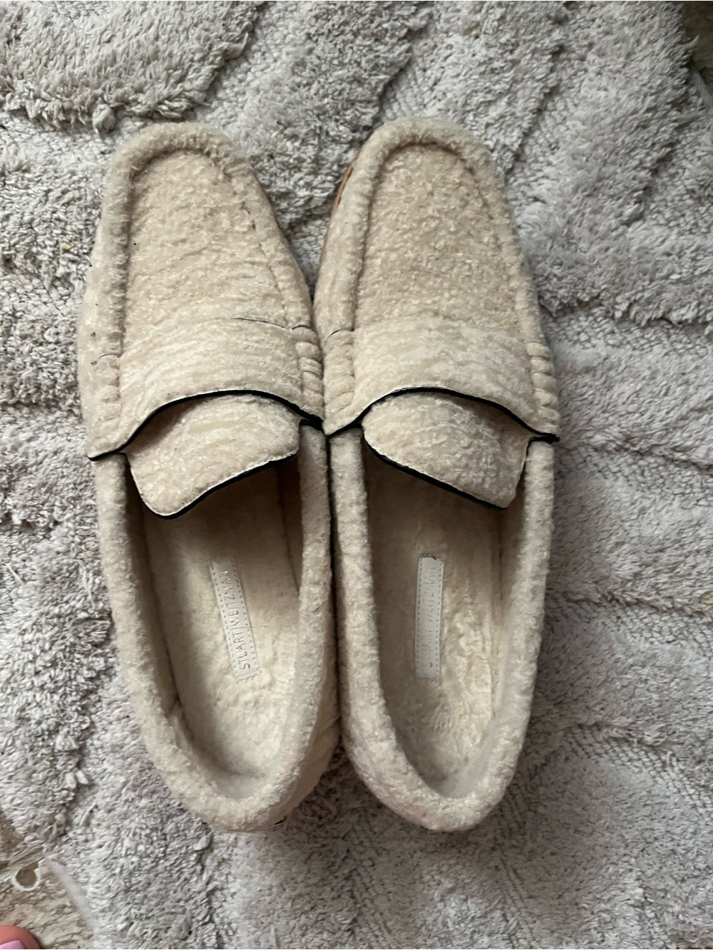 Stuart Weitzman cream shearling Bromley  women’s loafers